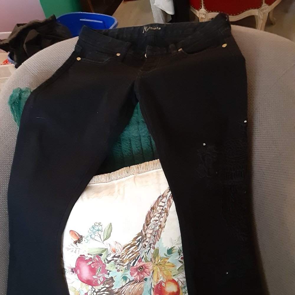 Black embroided Pants